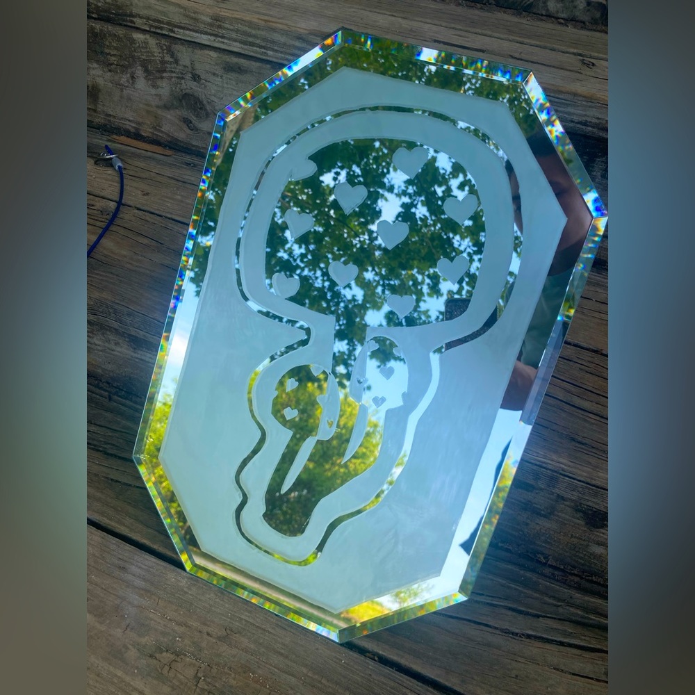 Mushroom art frosted mirror